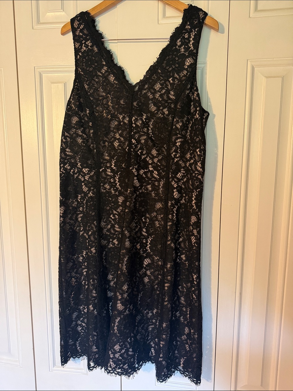 LOFT Black Lace V-Neck Midi Dress
